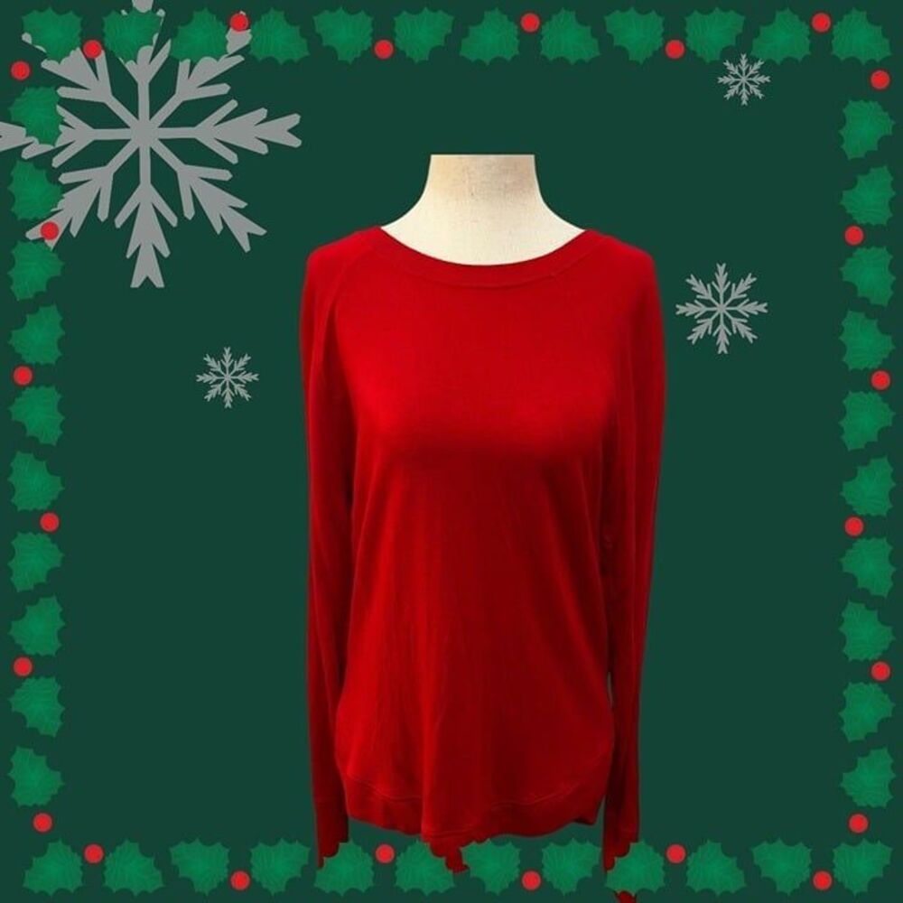 Athleta Womens Red Long Sleeve Crew Neck Athletic Pullover Top Size Small